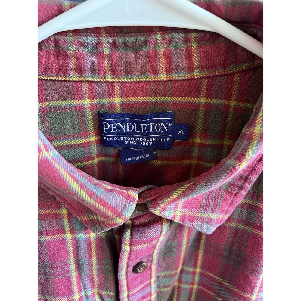 Pendleton Collared  Long‎ Sleeve Plaid Flannel Board Shirt Red XL